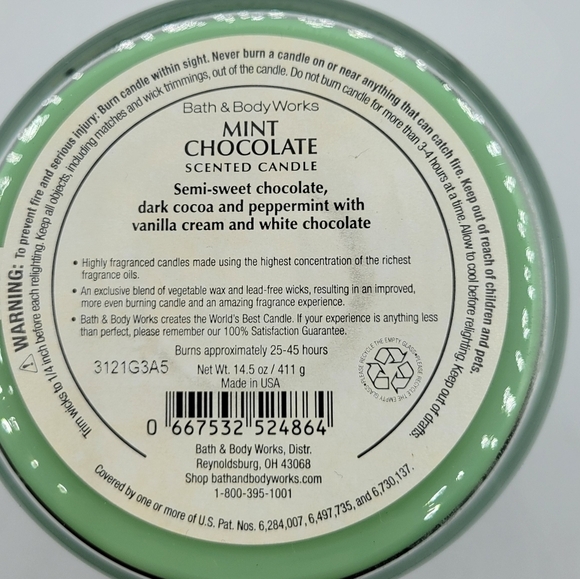 Bath & body works Mint Chocolate 3 wick CANDLE - Picture 3 of 4